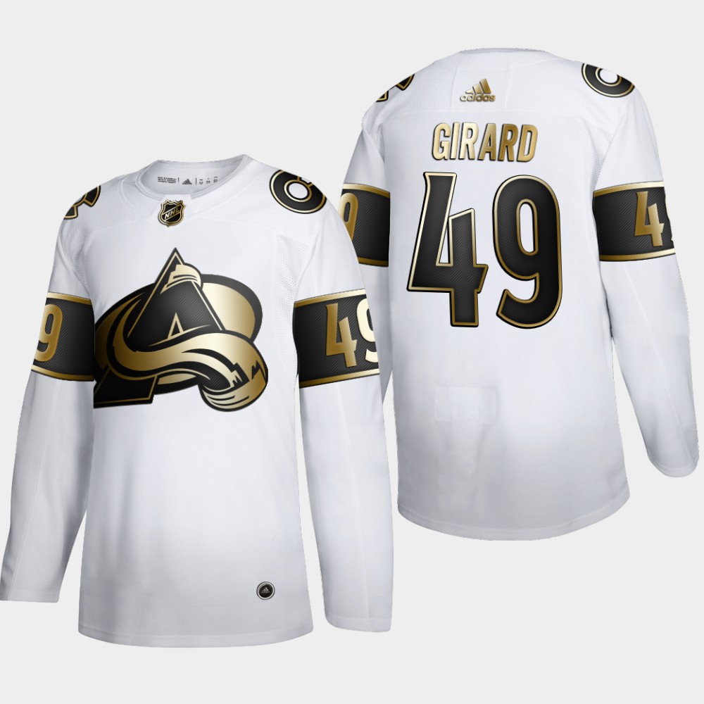 Colorado Avalanche 49 Samuel Girard Men Adidas White Golden Edition Limited Stitched NHL Jersey